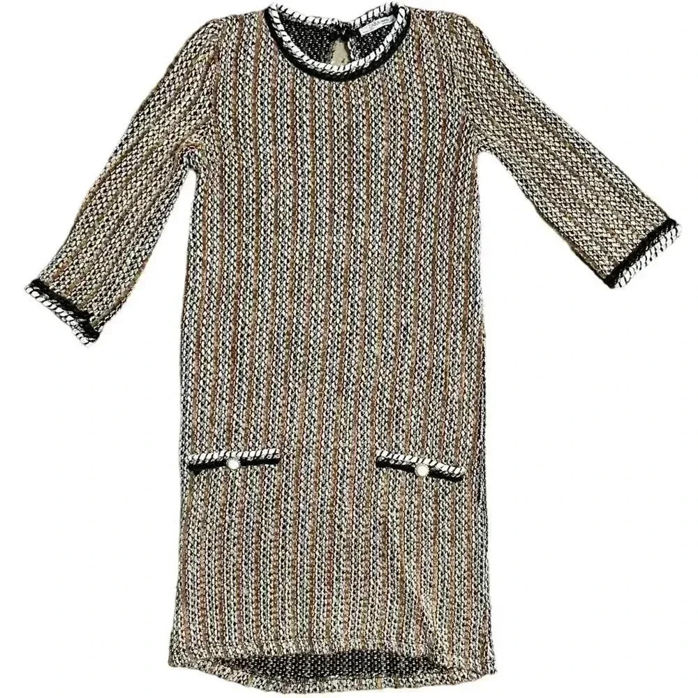 ZARA Chemise Woven Tweed Style Dress Size SM